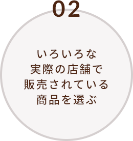 いろいろな実際の店舗で販売されている商品を選ぶ